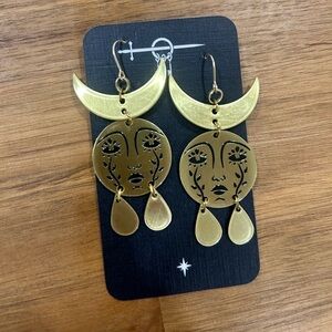 While Odin Sleeps Horned Mother Moon Earrings